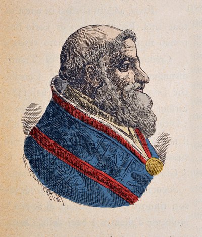 Portrait of the Pope Sixtus V (1585-1590), 1898 (engraving with later colouration) by Italian School